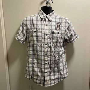 Size medium Harley Davidson checkered collared short sleeve top